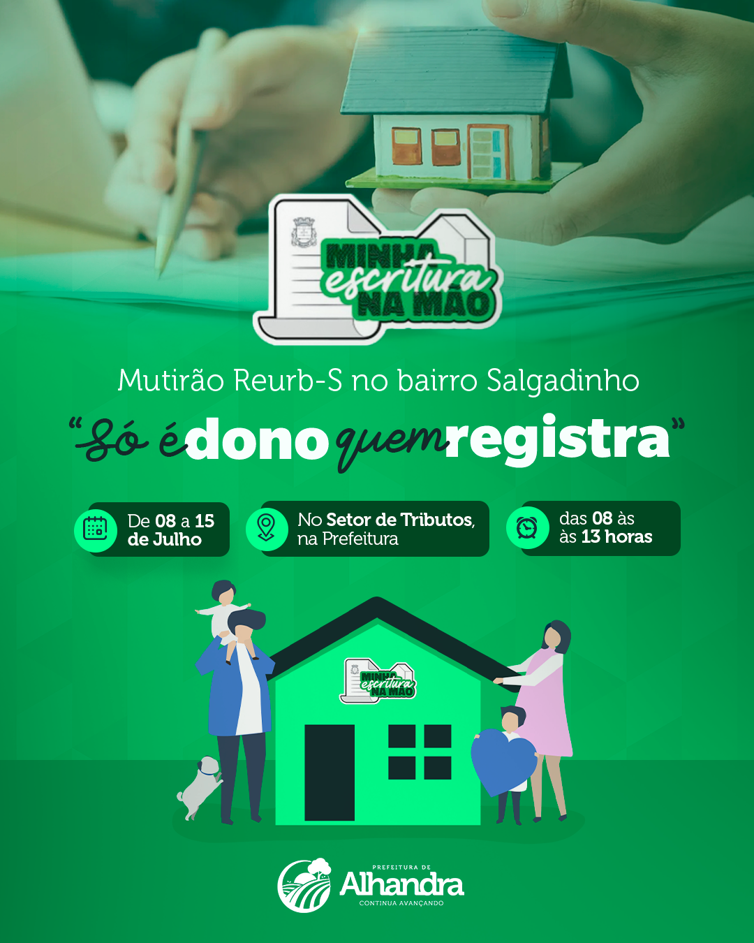 Prefeitura de Alhandra Inicia cadastro para o Programa “Minha Escritura na Mão” para os moradores do bairro do Salgadinho