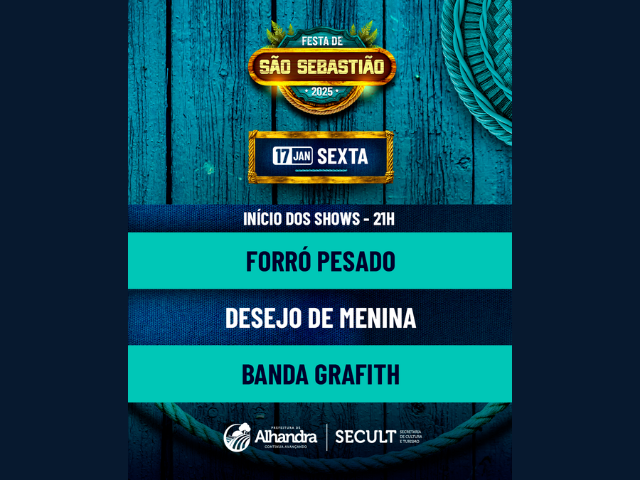 Prefeitura de Alhandra convida população para o primeiro dia da Festa de São Sebastião no bairro do Oiteiro