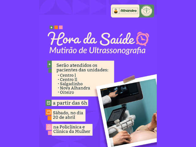 Saúde realiza mutirão de ultrassonografia para pacientes pré-agendados; ação acontece na Policlínica Municipal e Clínica da Mulher neste sábado