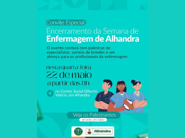 Saúde em Alhandra fará encerramento da Semana da Enfermagem, nesta quarta-feira(22), no Gilberto Valério, em Alhandra
